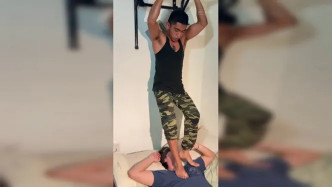 HOT GUY STOMPING ON SLAVE Gay Latin Feet Trampling New 2023 video