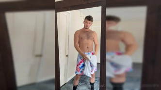 Josh Strips Down To Jock And Wanks A Bit   3 Min video