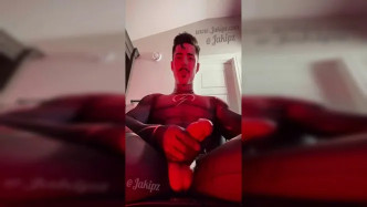    Superhero Spandex Costume FLASH Cum video